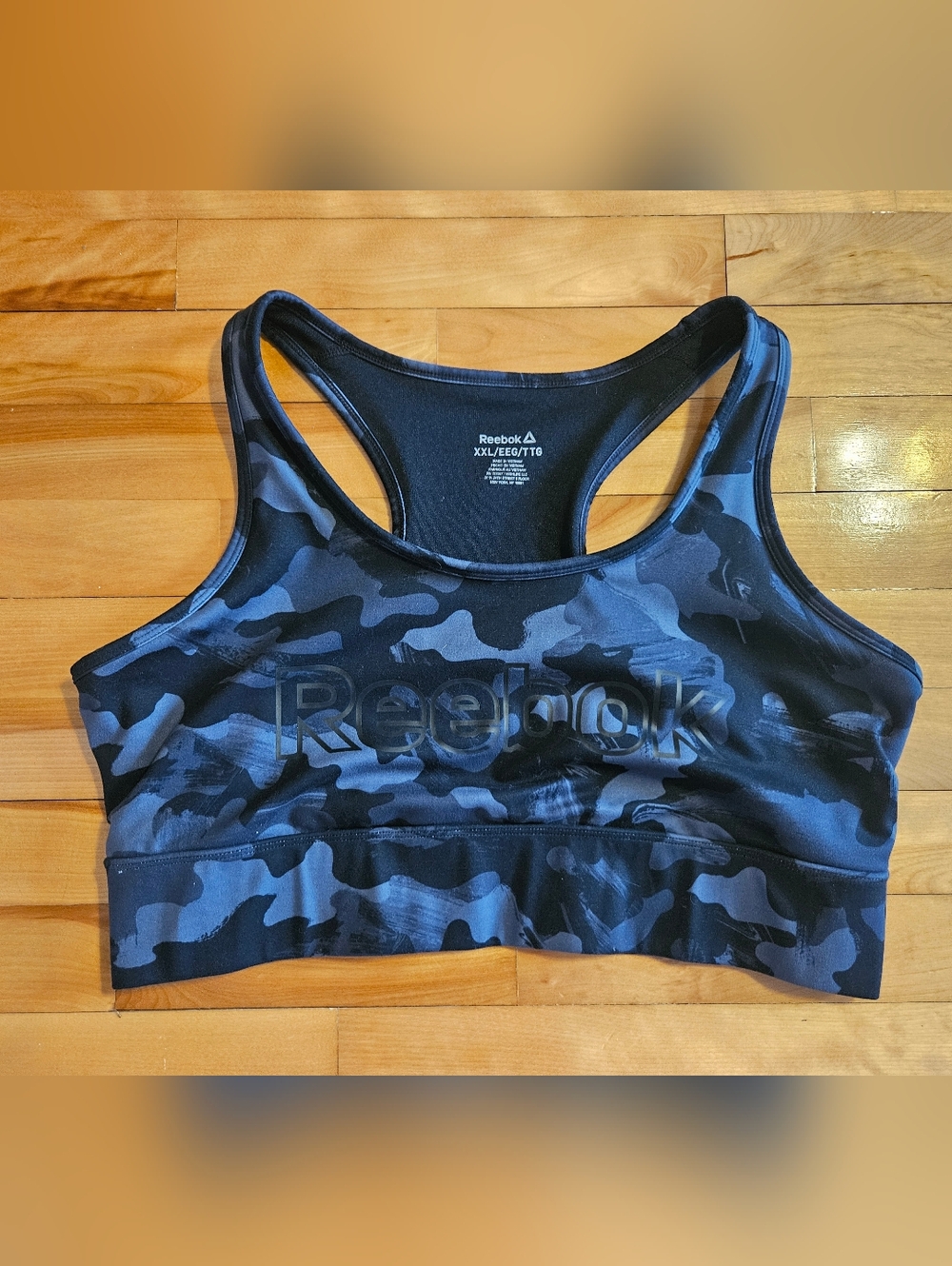 Reebok Sports Bra 2XL XXL Dark Camo Grey Plus Size